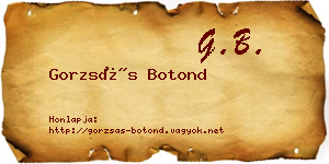 Gorzsás Botond névjegykártya